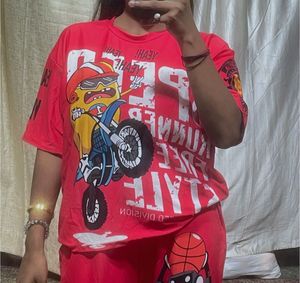 Red Graphic Print Co-ord Set