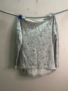 Gray Star Print Long Sleeve Top
