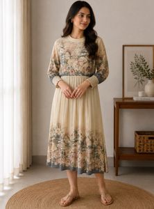 Elegant Floral Print Midi Dress