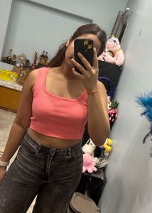 Peach Cropped Tank Top