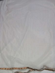 Elegant White Dupatta with Golden Border