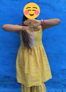 Yellow Printed Kurta Sharara Set
