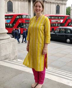 Vibrant Yellow Kurta with Pink Salwar