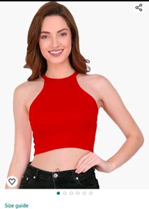 Chic Red Sleeveless Halter Neck Crop Top