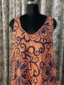 Orange Floral Print Sleeveless Top