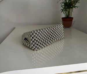 Silver Metallic Beaded Bag