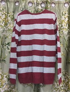 Jean pascal Striped Maroon and Grey Pullover