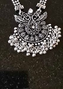 Oxidised Silver Necklace &amp; Earrings Set