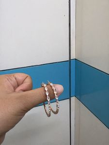 Sparkling Rose Gold Hoop Earrings