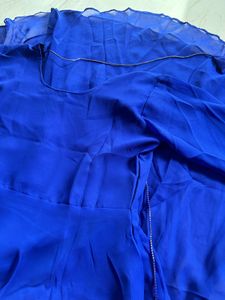 Royal Blue Flowy Ethnic Gown with dupatta
