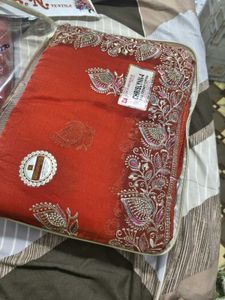 New Embroidered Red Saree