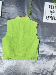 BENETON Vibrant Green Denim Vest