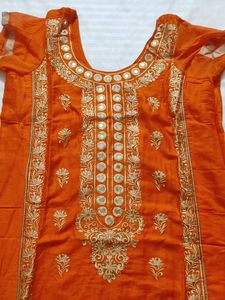 New Orange Embroidered Salwar Suit
