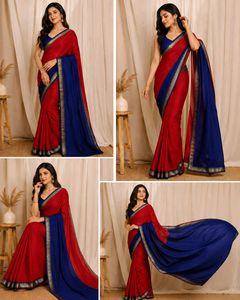 Royal Blue Silk Blend Saree Blouse with Designer B