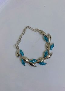 Sparkling Blue Crystal Leaf Bracelet