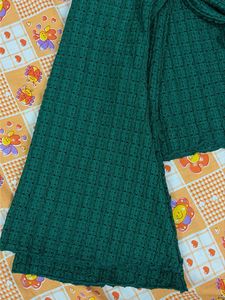 Green Textured Bell Sleeve Top