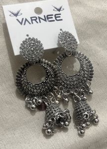 Stunning Oxidized Silver Jhumka Earrings
