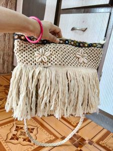 Bohemian Macrame Fringe Crossbody Bag