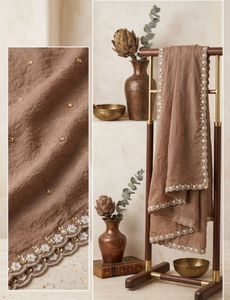 Elegant Brown Embellished dupatta