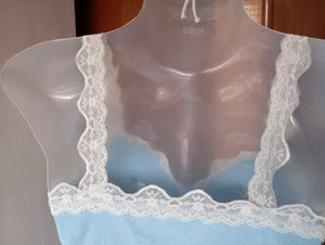 Blue Lace Trim Cropped Cami Tank Top