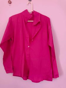 Vibrant Pink Button-Up Shirt