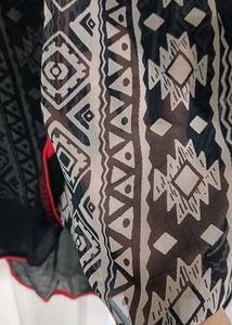 Layered Kurta/Dress - Black &amp; Beige w Pop Of Red