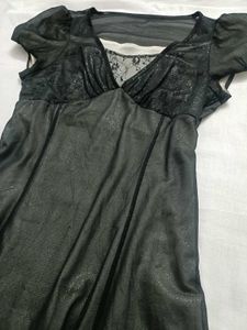 Sheer Black Lace Trim Dress