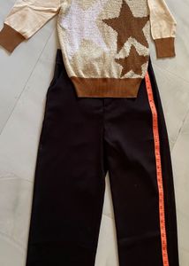 Co.ord Set:Knit Sweater&amp; Black Pants