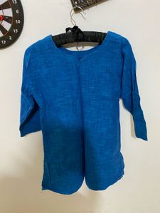 Blue short Kurta with white Pants