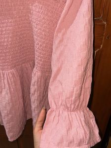 Chic Pink Smocked Peplum Top