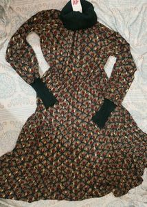 Printed Turtleneck Midi Dress