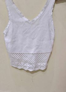 Womens White Crop Top .