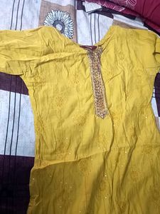 Yellow Embroidered Kurta