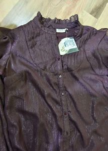 New Elegant Shimmering burgundy top
