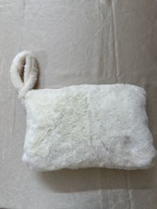 Fluffy White Clutch Bag