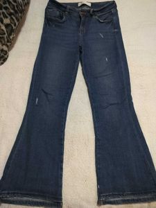 Flared Blue Denim Jeans