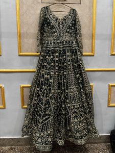 Exquisite Emerald Green Embroidered Gown