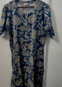 Blue Floral Print Kurta