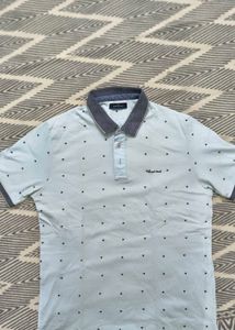 Men's powder Blue Triangle Print Polo Shirt