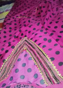 dark Pink Polka Dot Kurta Set with Pants