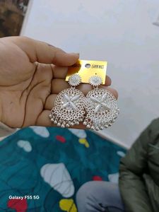 Silver Tone Floral Drop Earrings