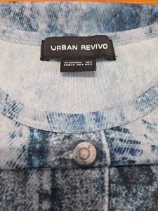 URBAN REVIVO Denim Print Cropped Top