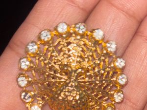Gold Peacock Earrings with Crystals