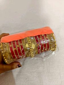 Elegant Red &amp; Gold Bridal Bangles Set