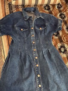 Denim Shirt Dress with Pockets