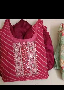Beautiful Pink Kurta with Silver Stripes