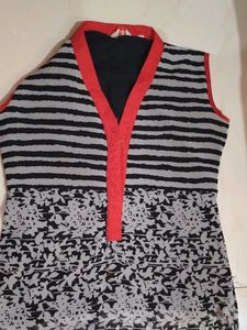 Striped Sleeveless Casual kurta