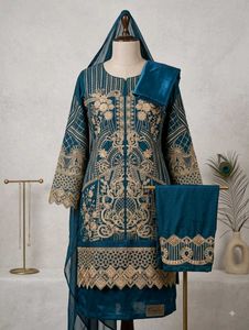 Unstitched Embroidered three piece Set