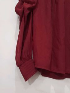Burgundy Ruffle Sleeve Top