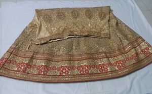 Stunning Golden &amp; Red Lehenga Choli